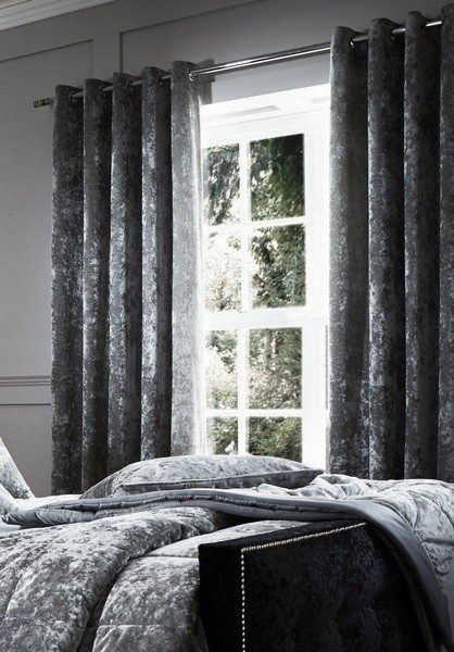 Catherine Lansfield Luxury Crushed Velvet Curtains Eyelet Natural Silver Blush 