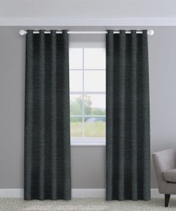 Chenille Curtains Pair Fully Lined Ready Made Ring Top Eyelet Plain Polyester 