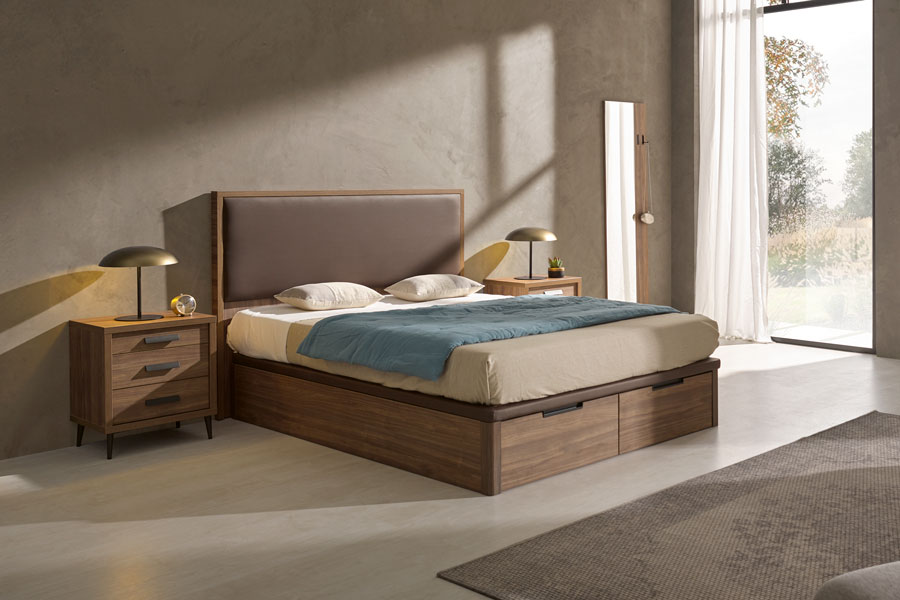 walnut wood bed