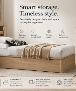 a practical wooden storage bed