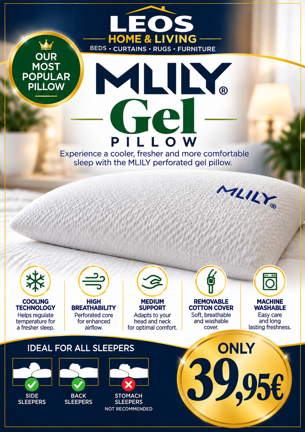 MLILY Gel Perforated Memory Foam Pillow - Image 3