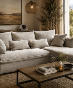 chaise sofa bed with linen fabric
