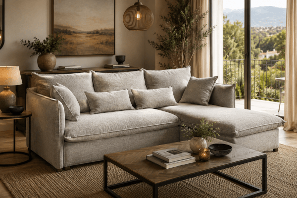 chaise sofa bed with linen fabric