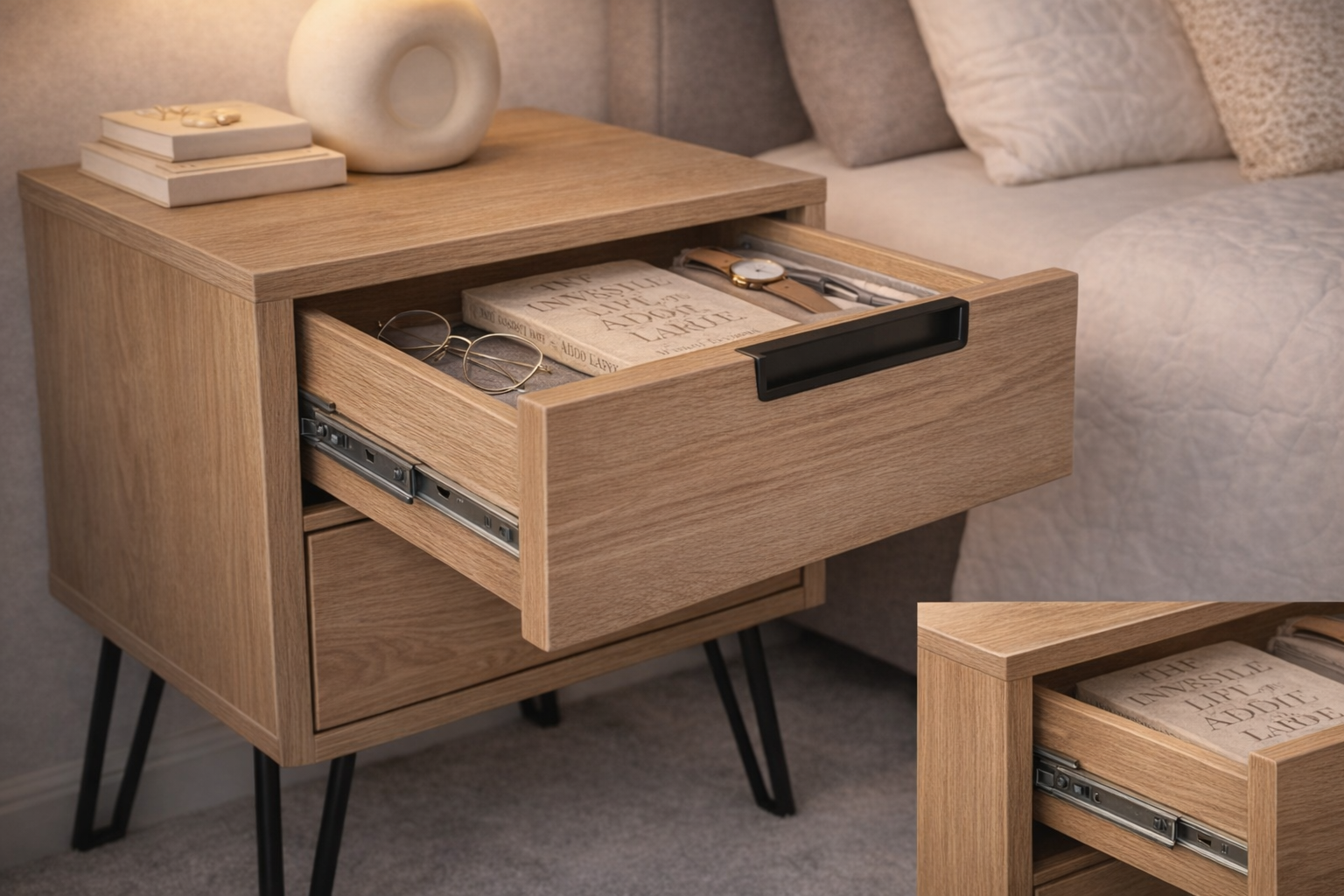2 Drawer Night Stand Oak - Image 2