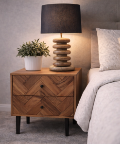 Herringbone Acacia Wood Night Stand