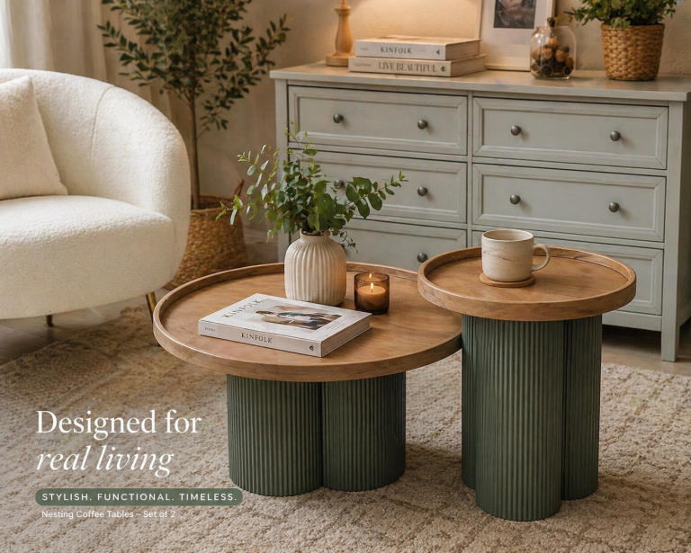 Hevea Green Nest of Tables