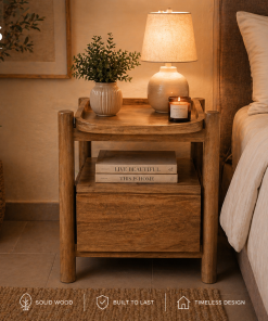 Solid Wood Night Stand Leos