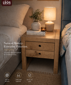 Square 2 Drawer Nightstand