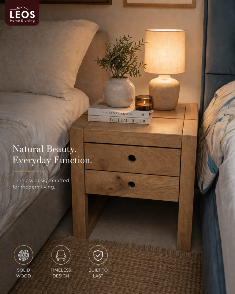 Square 2 Drawer Nightstand