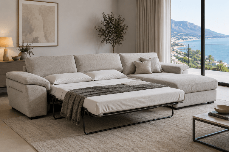 sofa bed with mediterranean views