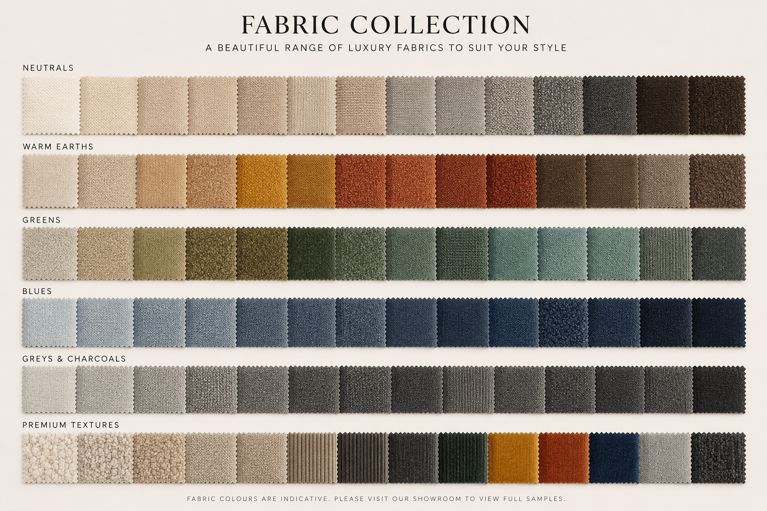 plethora of colours and fabrics to choose from