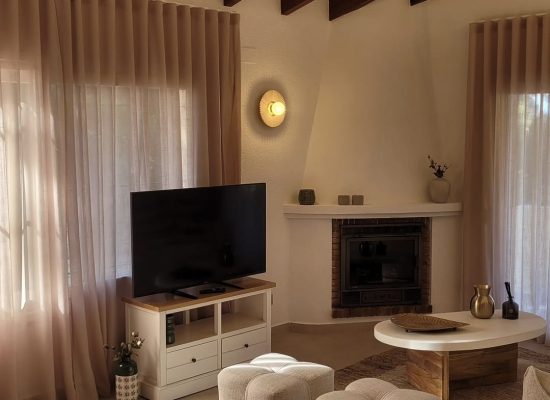 wave curtains hanging in living room