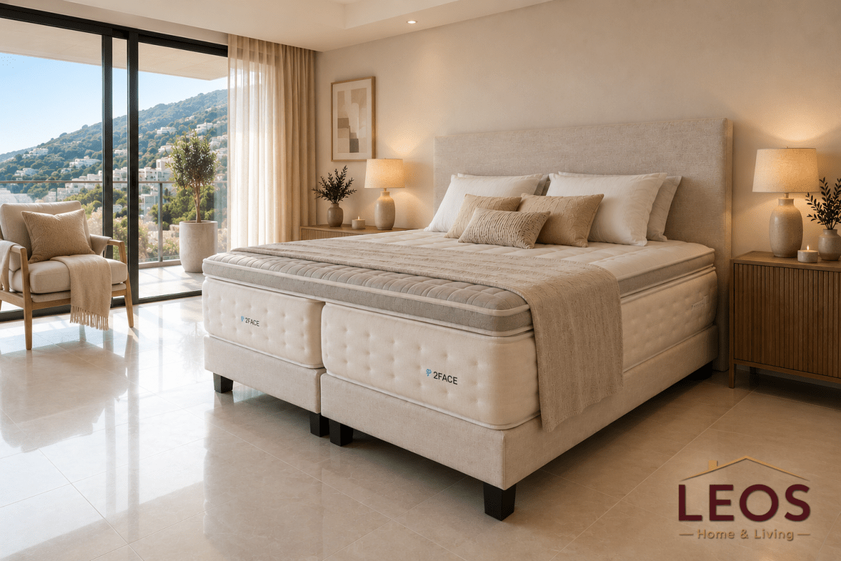 hotel bed in a serene apartment