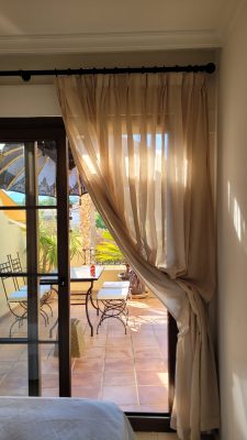 triple pinch pleate curtain & rustic curtain pole fitted in Altea, Villa Gadea