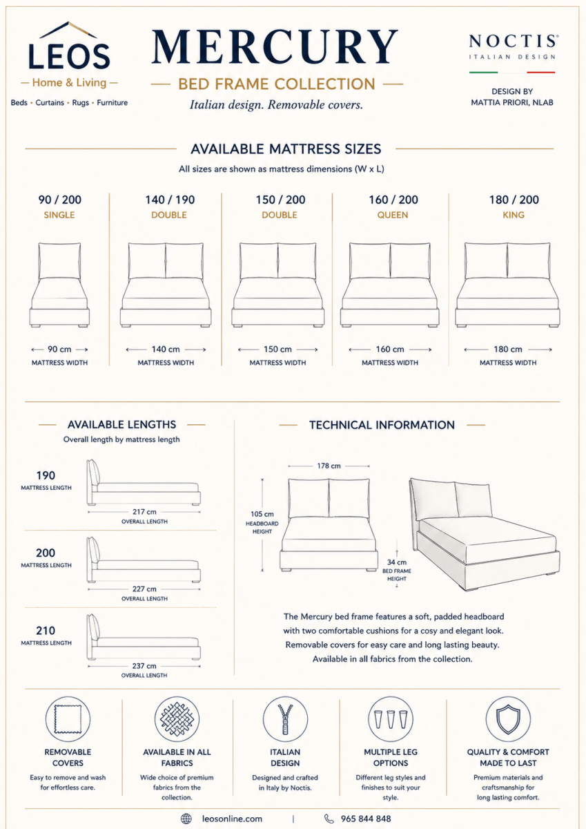 mercury designer bed frame brochure