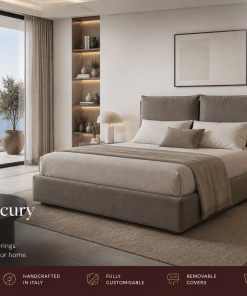 grey bed frame with italian design