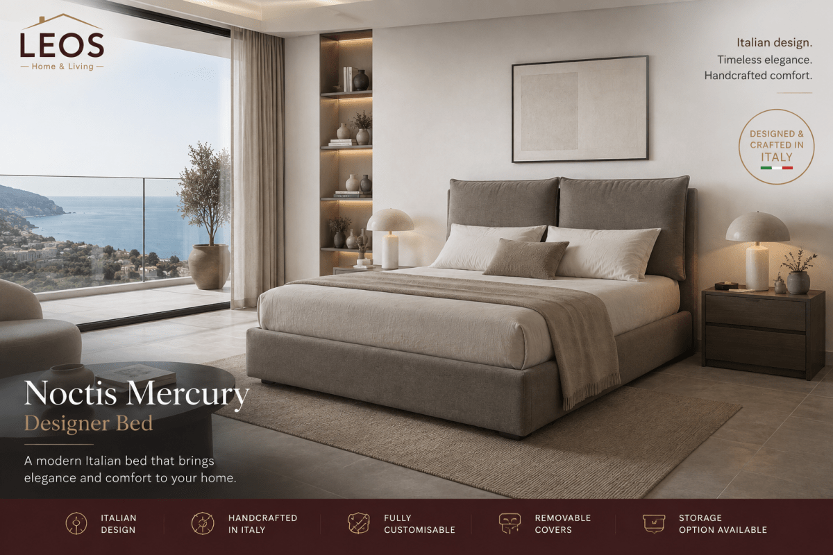 grey bed frame with italian design