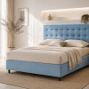 blue bed frame for a Mediterranean home