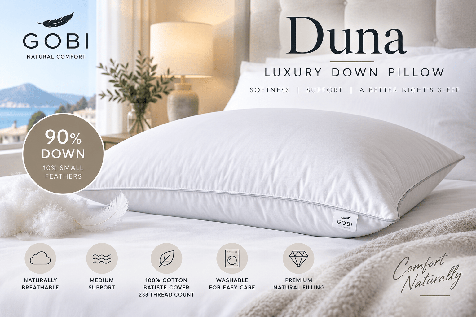 Duna Luxury 90% Down Pillow