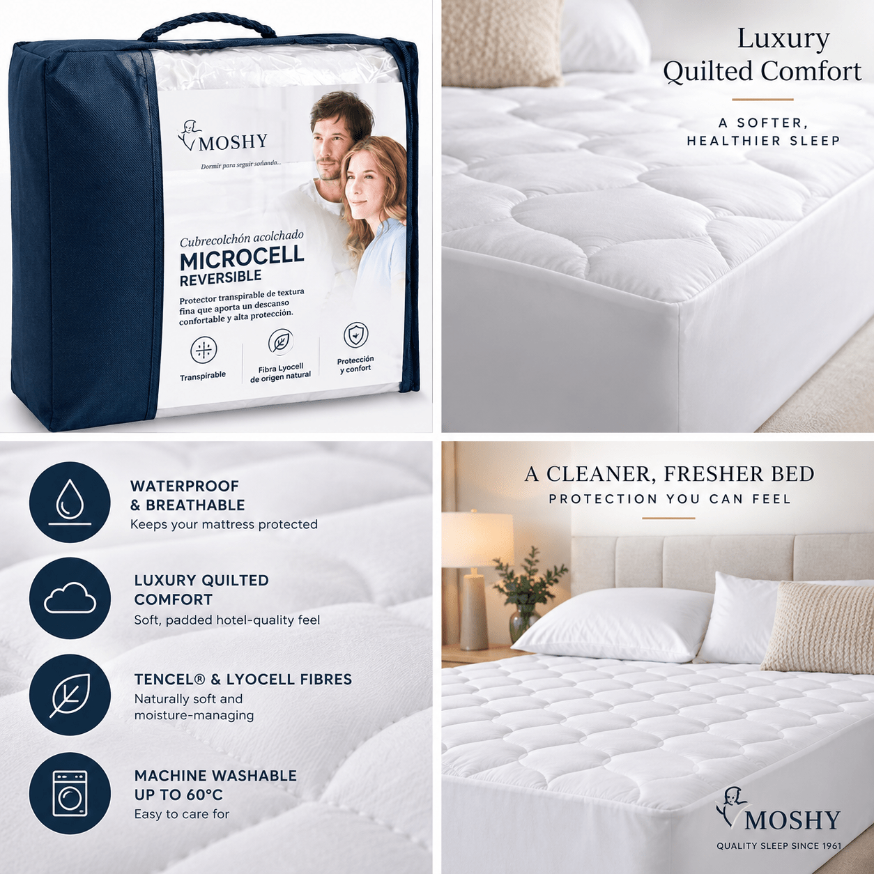 Luxury Quilted Waterproof Mattress Protector – Microcell - Image 3