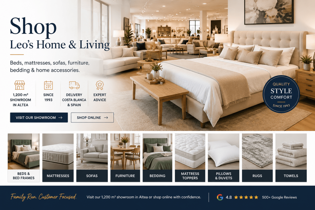 Shop Leo's Home & Living - beds, mattresses, sofas, furniture and bedding in Altea Costa Blanca