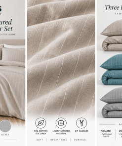 leos linen textured duvet set presentation