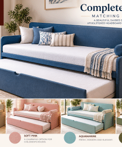 Leo's Premium Upholstered Trundle Bed – Two Beds in One - Image 4