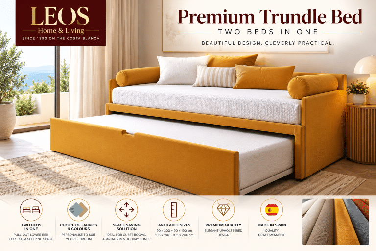Leo's Premium Upholstered Trundle Bed – Two Beds in One