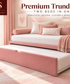 Alternative view of Leo's Premium Upholstered Trundle Bed – Two Beds in One