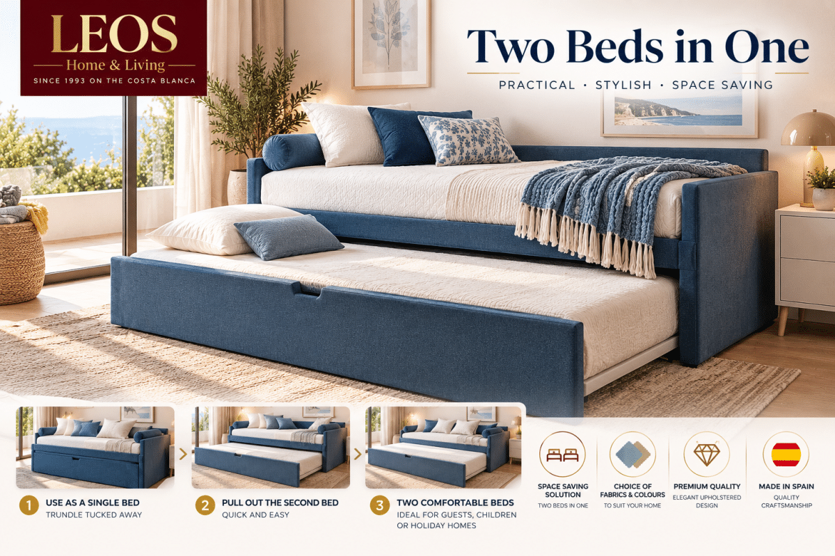 Leo's Premium Upholstered Trundle Bed – Two Beds in One - Image 3