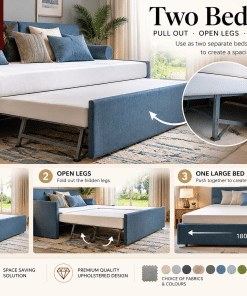 Leo's Premium Upholstered Trundle Bed – Two Beds in One - Image 5